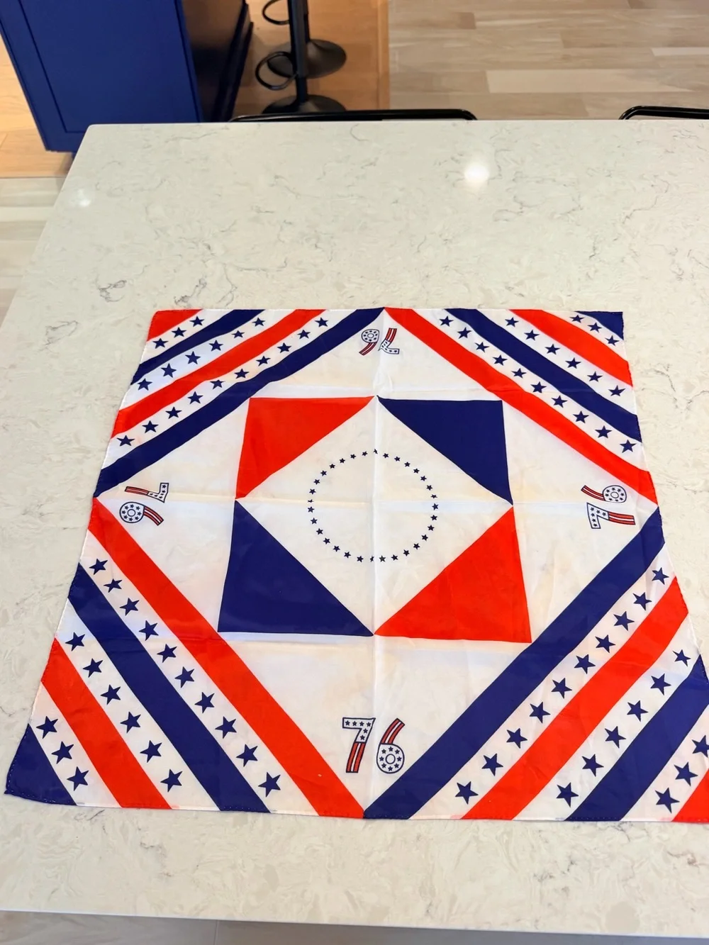 1976 Bicentennial Red White Blue Patriotic Square Scarf Marlowe Finer Ltd USA